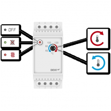 Termostatas DEVIreg 330, reguliavimo ribos  +60...+160 °C 3